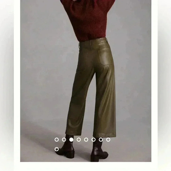 Anthropologie Maeve Collette wide leg faux leather MOSS pants size 32 - Picture 4 of 10